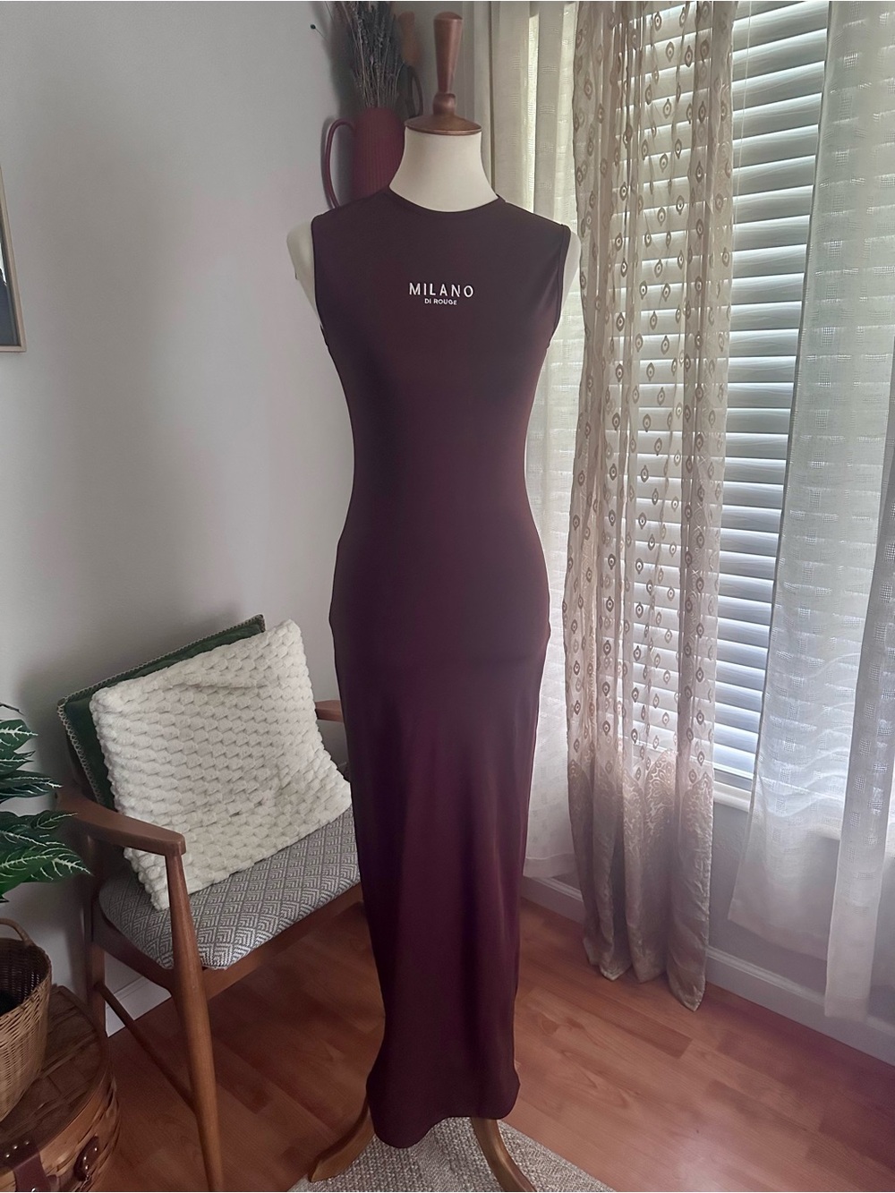 Milano Di Rouge Sleeveless Bodycon Maxi Dress in Deep Brown